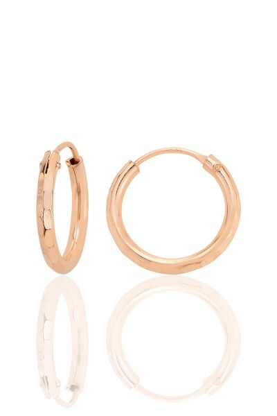 Gümüş rose lazer kesimli 16 mm halka küpe SGTL12748ROSE