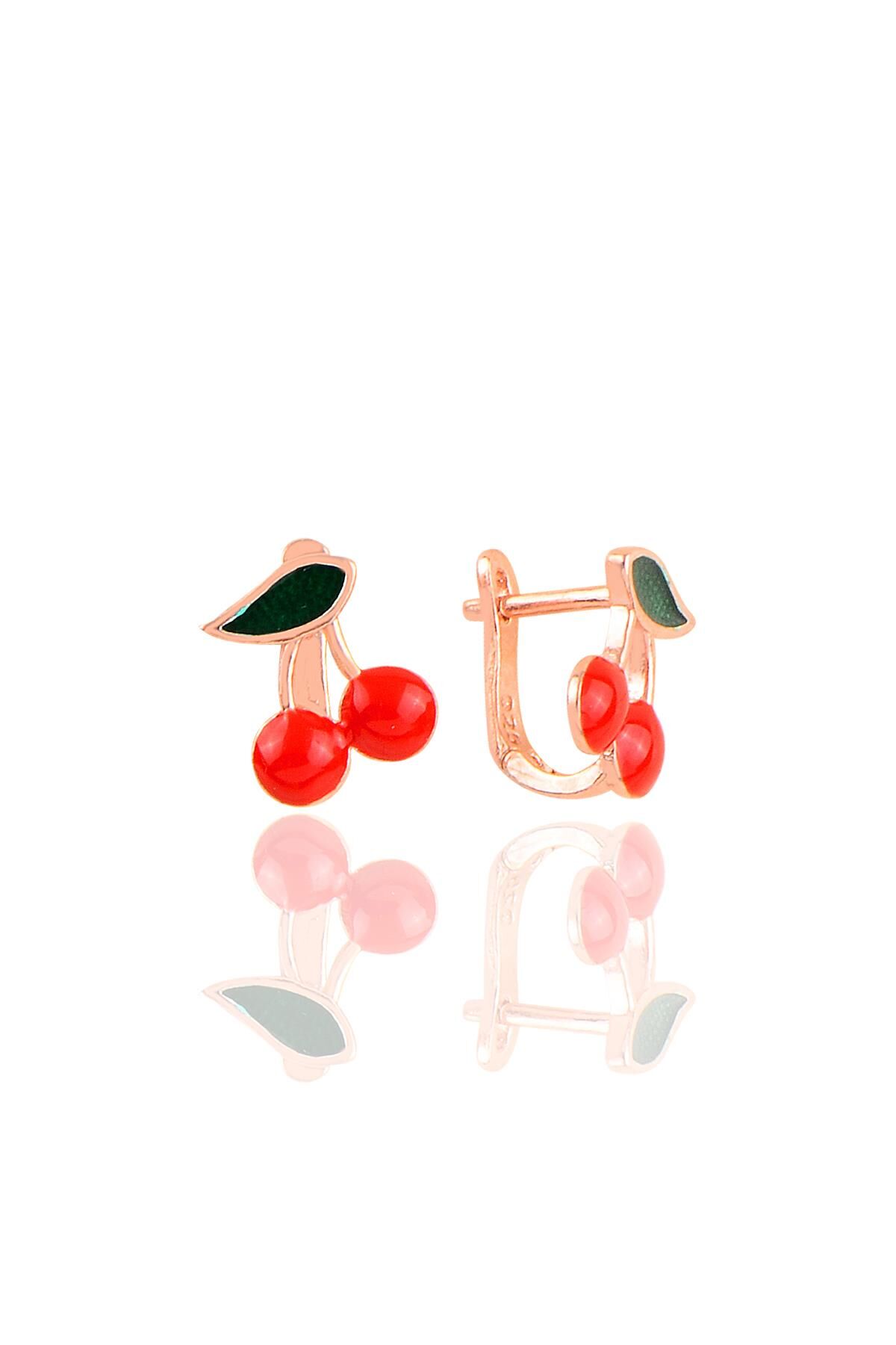 Gümüş rose klipsli kiraz küpe SGTL10412ROSE