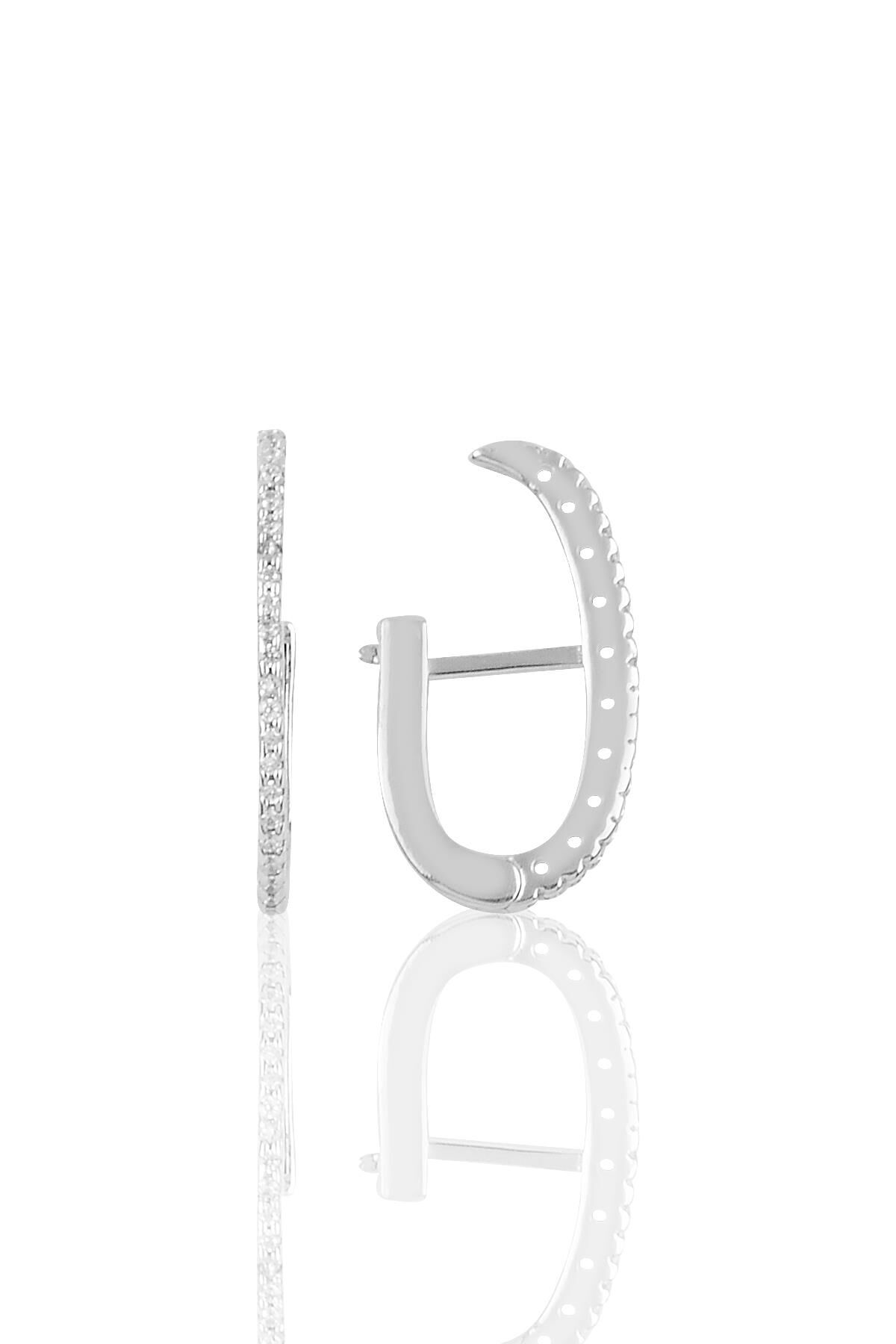 Gümüş rodyumlu zirkon taşlı style j modeli küpe SGTL10198RDJ