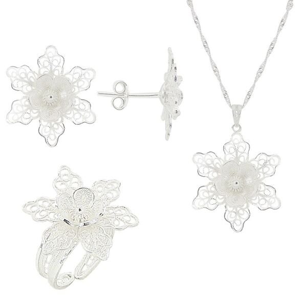 gümüş telkari üçlü set SGTL3311