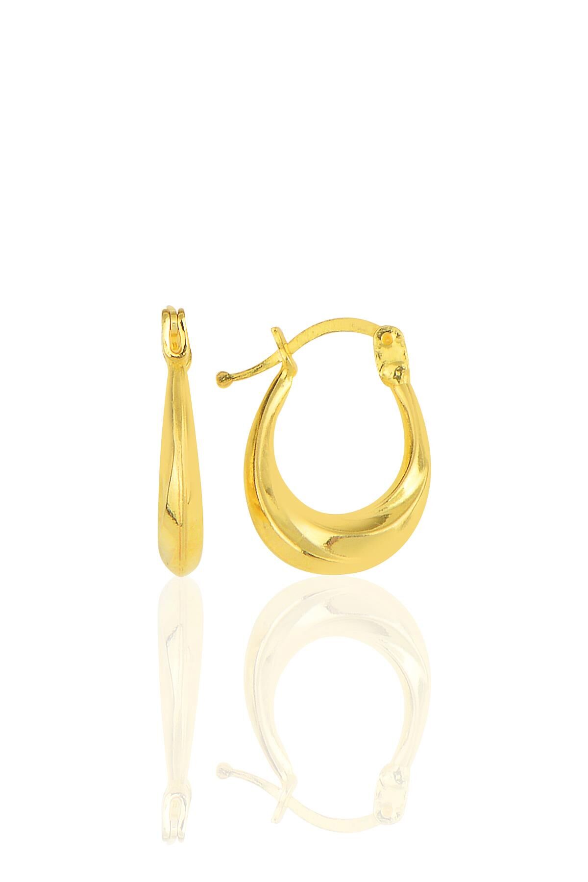 Gümüş altın yaldızlı u model dalgalı şarnel halka küpe  SGTL11555GOLD