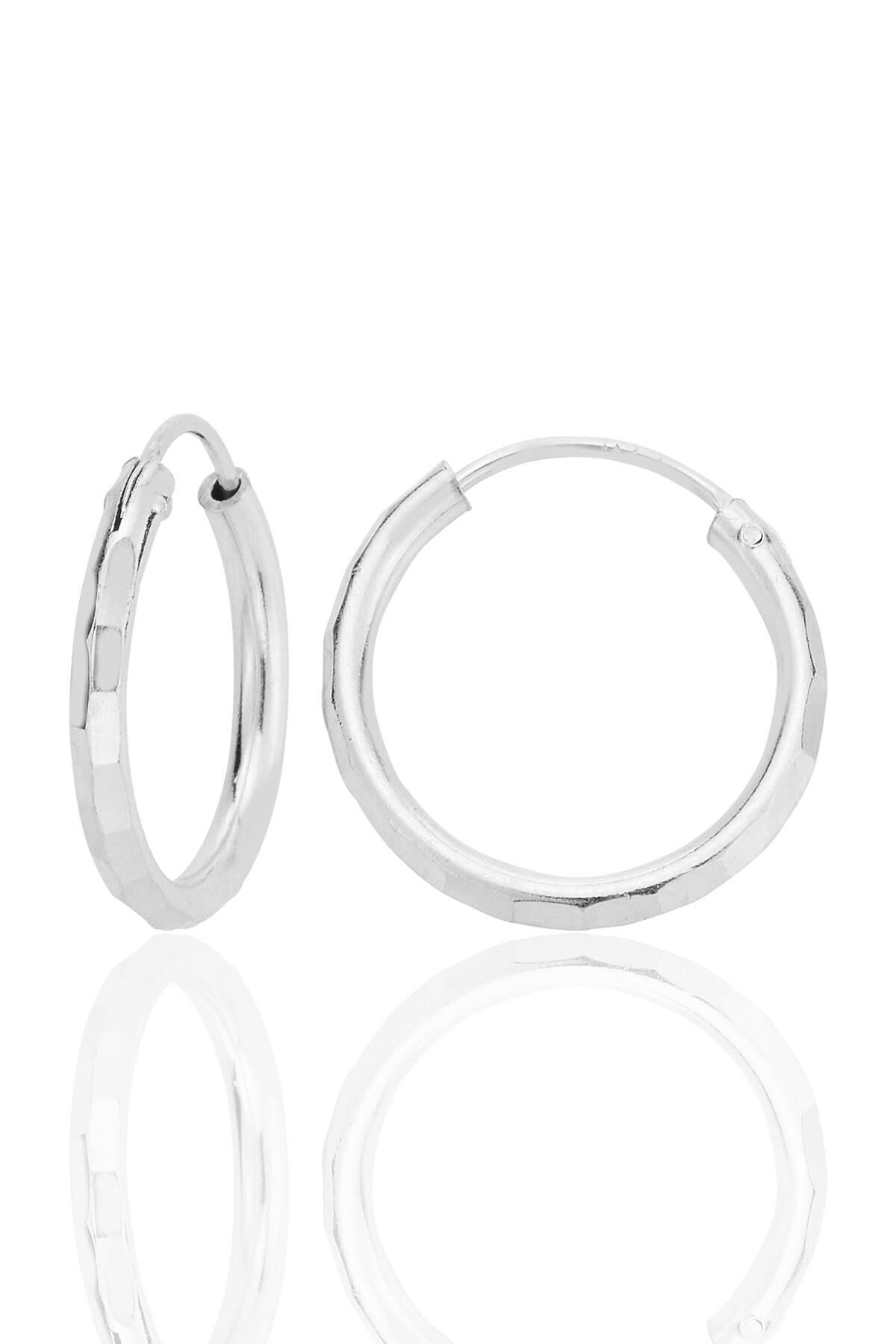 Gümüş lazer kesimli 18 mm halka küpe SGTL12749RODAJ