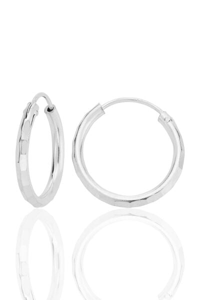 Gümüş lazer kesimli 18 mm halka küpe SGTL12749RODAJ