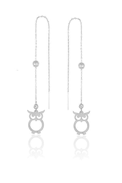 Gümüş  taşlı zincirli küpe baykuş SGTL9862RODAJBAYKUS