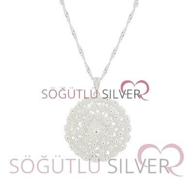 gümüş telkari topuz modeli üçlü set SGTL2768