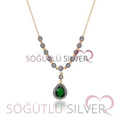 elmas montürlü kök zümrüt taşlı set SGTL3156