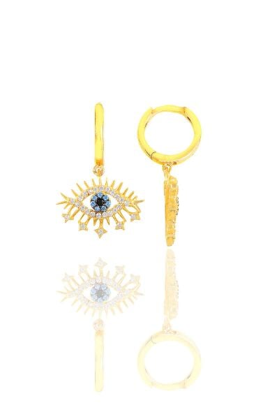 Gümüş altın yaldızlı zirkon taşlı lareyn küpe SGTL11544GOLD