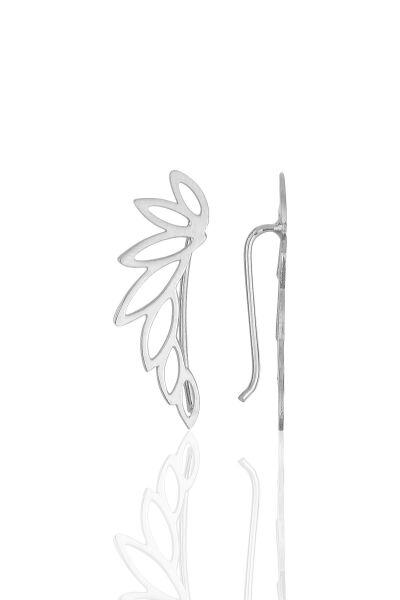 Gümüş rodyumlu tasarım yaprak küpe SGTL11715RODAJ