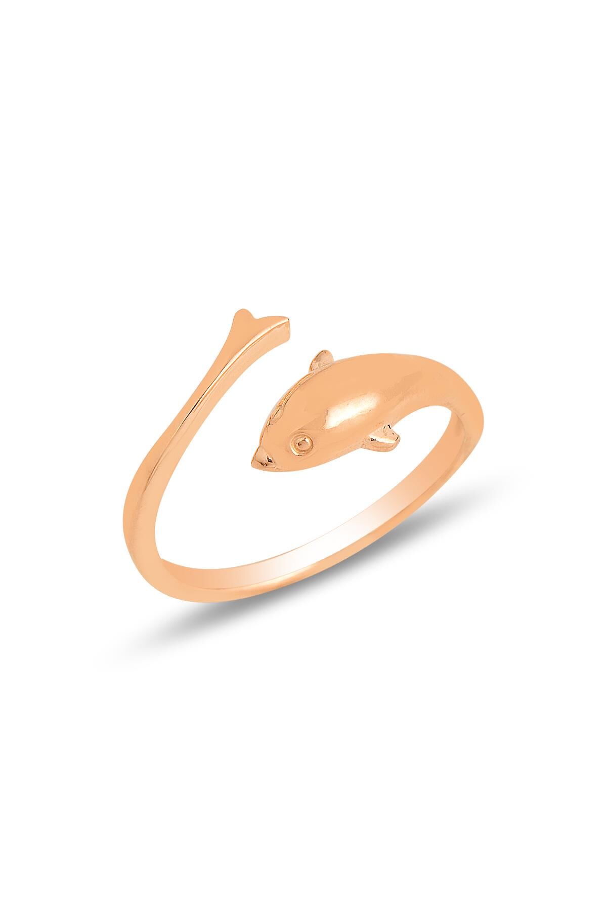 Gümüş rose  üstten ayarlamalı yunus balığı yüzük SGTL11817ROSE