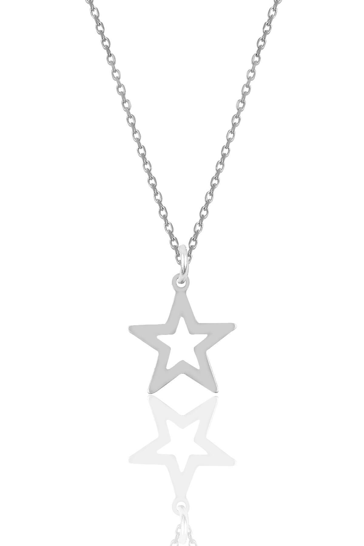 Gümüş yıldız modeli  kolye SGTL9707RODAJ