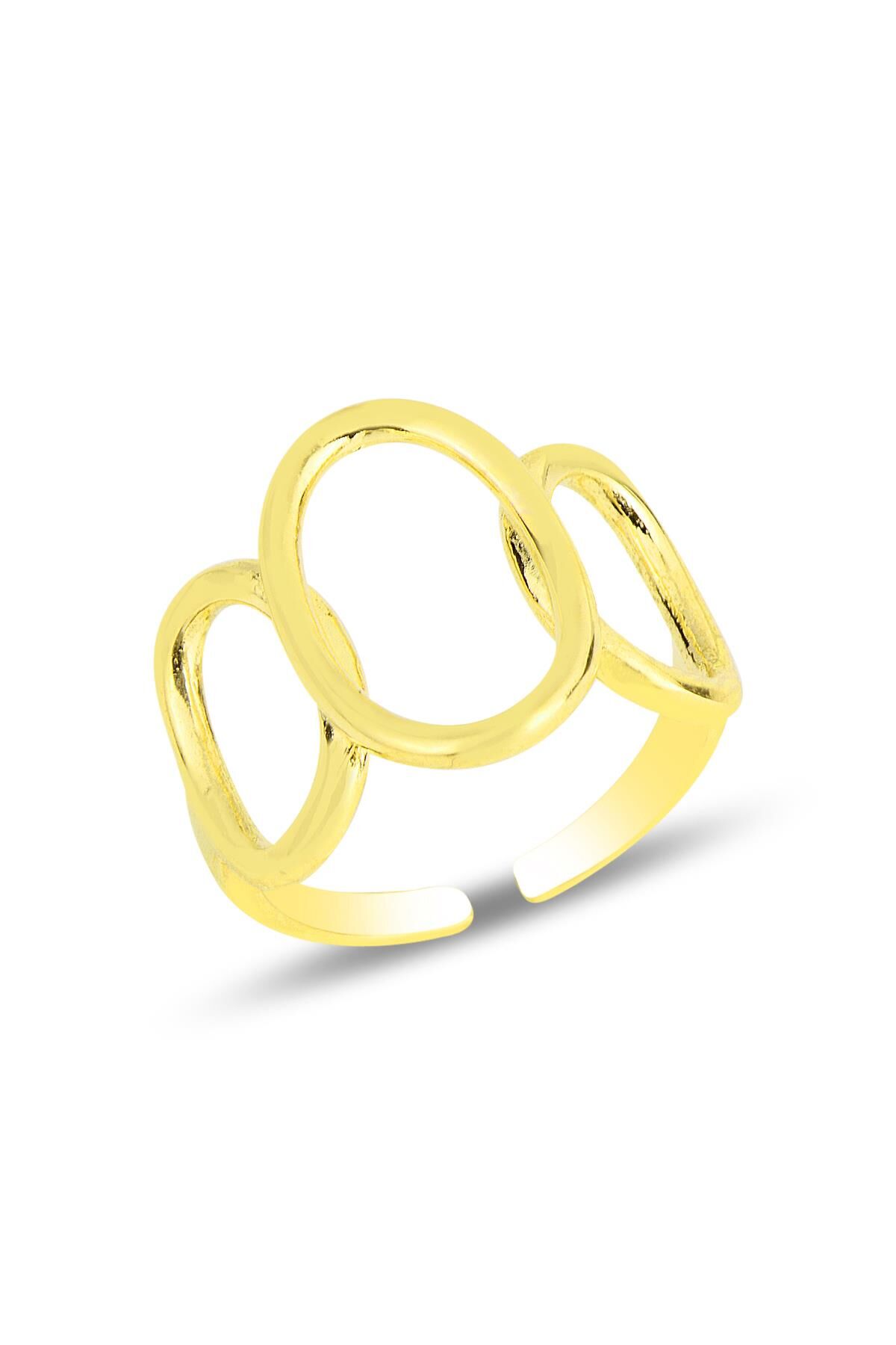 Gümüş altın yaldızlı ayarlamalı olimpiyat yüzük SGTL11818GOLD