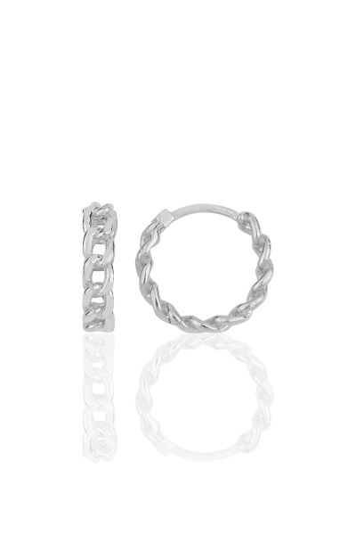 Gümüş rodyumlu zincir modeli halka küpe SGTL11714RODAJ