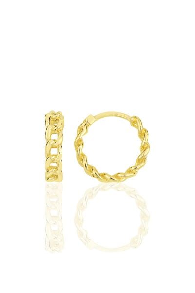 Gümüş altın yaldızlı zincir modeli halka küpe SGTL11714GOLD