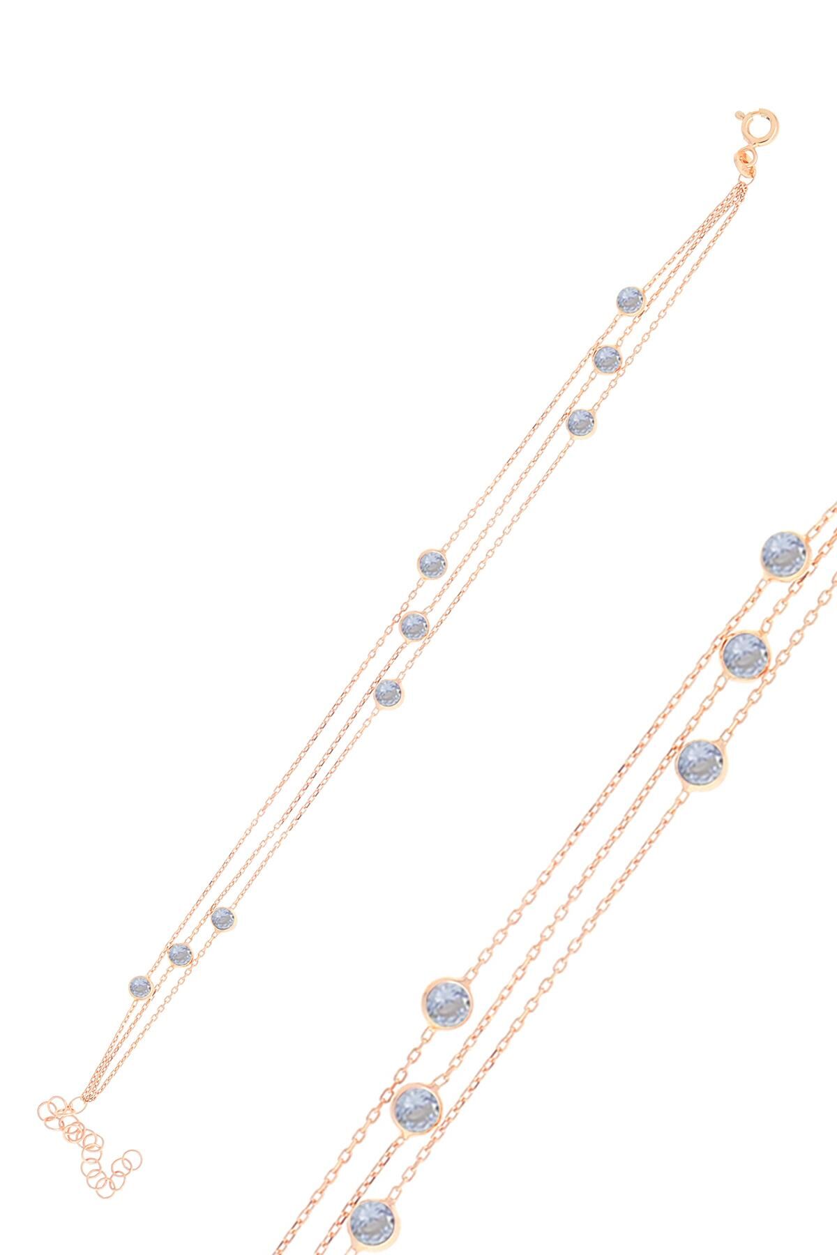 Gümüş rose zirkon taşlı bileklik SGTL10519ROSE