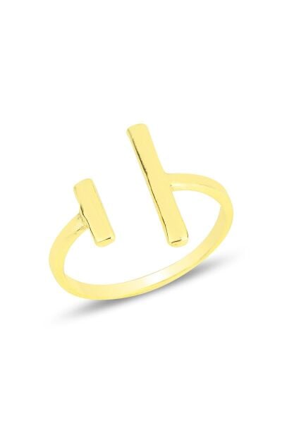 Gümüş altın yaldızlı modern tasarımlı üstten ayarlamalı yüzük SGTL11816GOLD