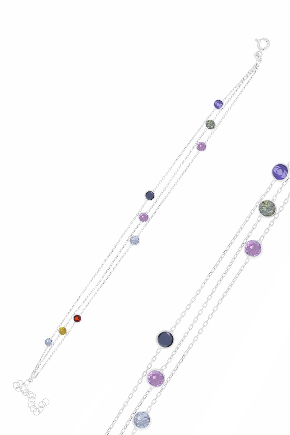 Gümüş rodyumlu renkli taşlı bileklik SGTL10520RODAJ