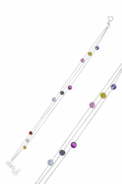 Gümüş rodyumlu renkli taşlı bileklik SGTL10520RODAJ