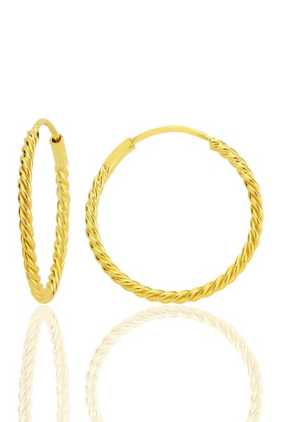 Gümüş altın yaldızlı 20 mm sık burgu halka küpe SGTL12753GOLD