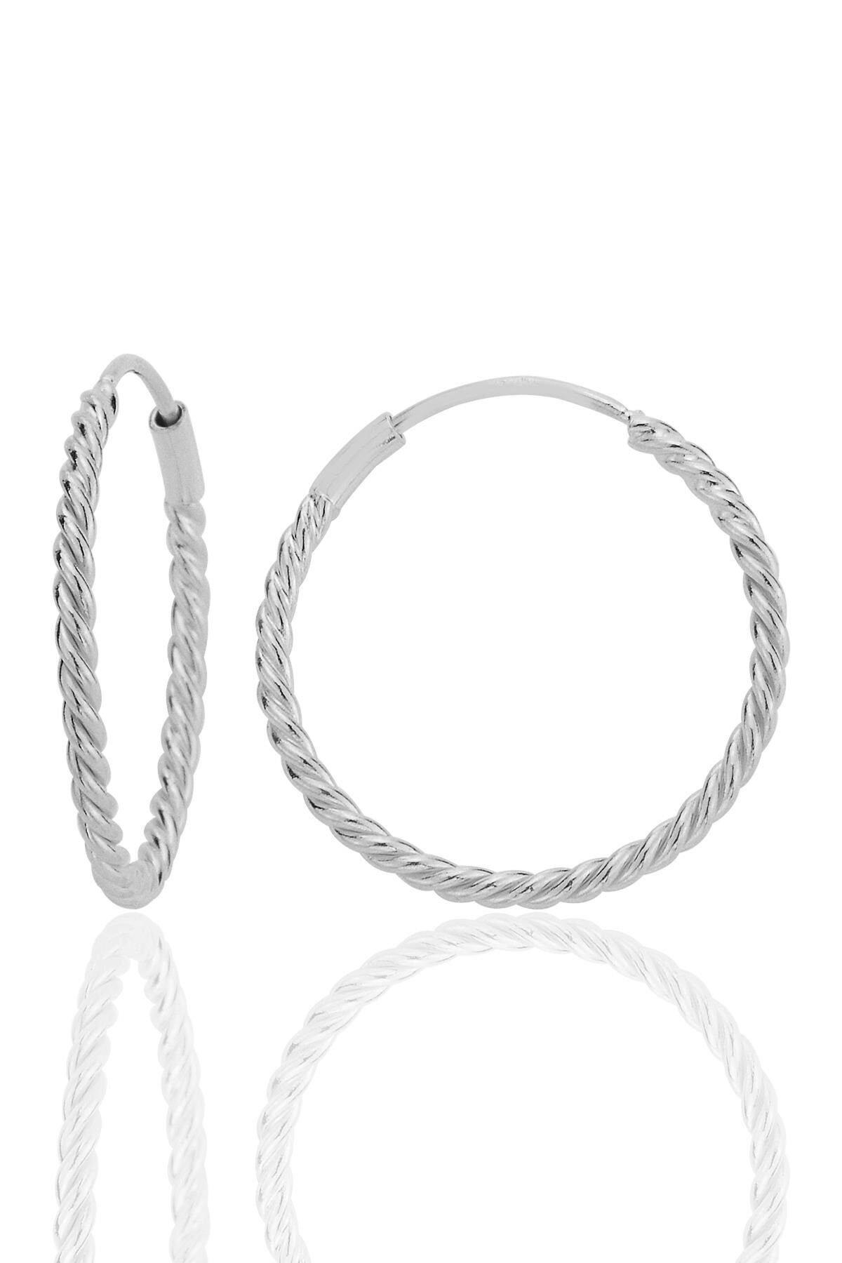 Gümüş 20 mm sık burgu halka küpe SGTL12753RODAJ