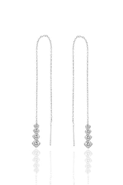 Gümüş  Işıltılı Gümüş Zincir Küpe  SGTL10418RODAJ