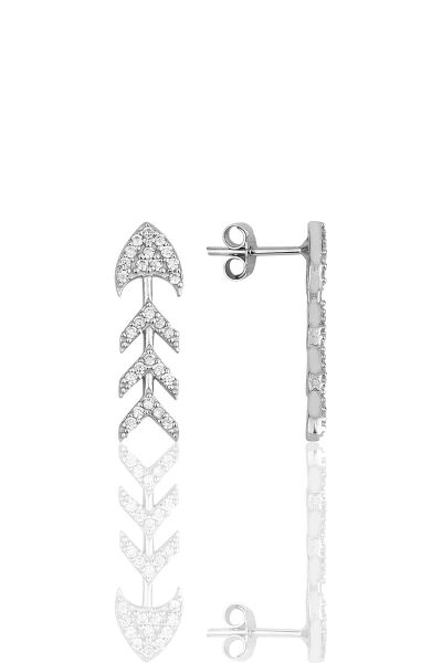 Gümüş rodyumlu zirkon taşlı balık kılçığı küpe  SGTL11712RODAJ