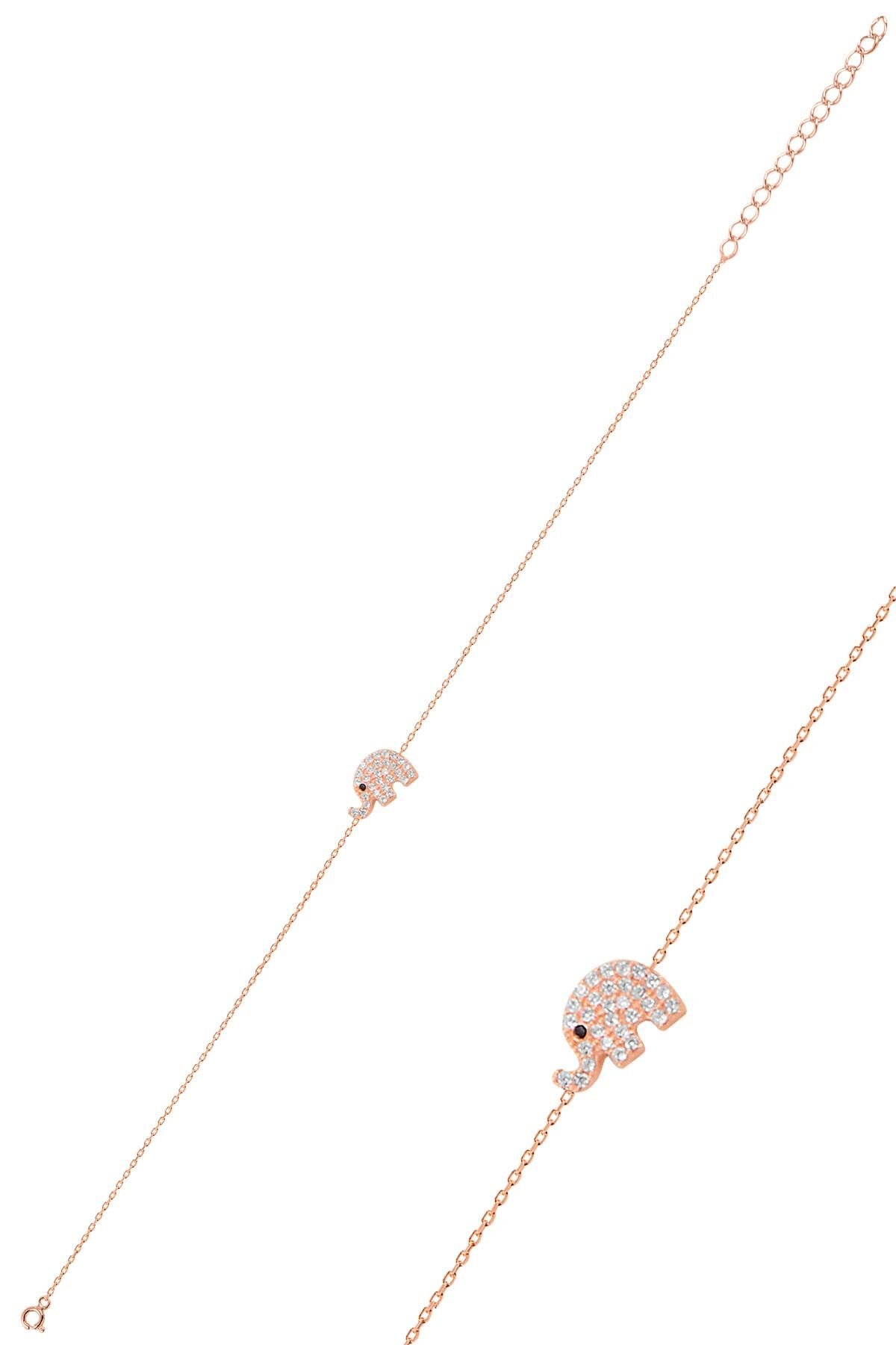 Gümüş rose zirkon taşlı fil bileklik SGTL10280FİL