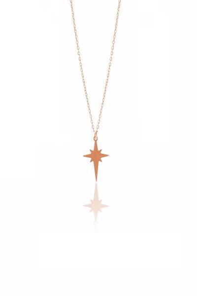 Gümüş Kutup yıldızı modeli kolye SGTL9711ROSE