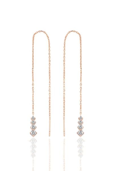 Gümüş  rose Işıltılı Gümüş Zincir Küpe  SGTL10418ROSE