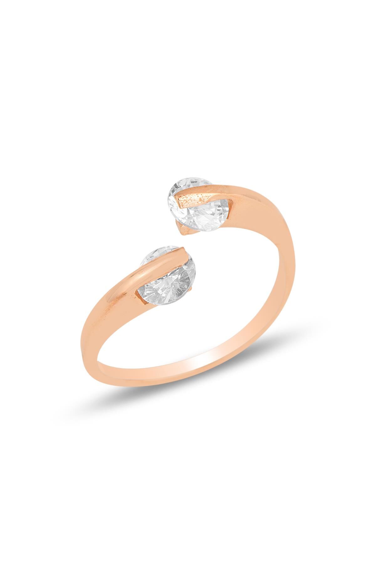 Gümüş rose zirkon taşlı üstten ayarlamalı yüzük SGTL11815ROSE