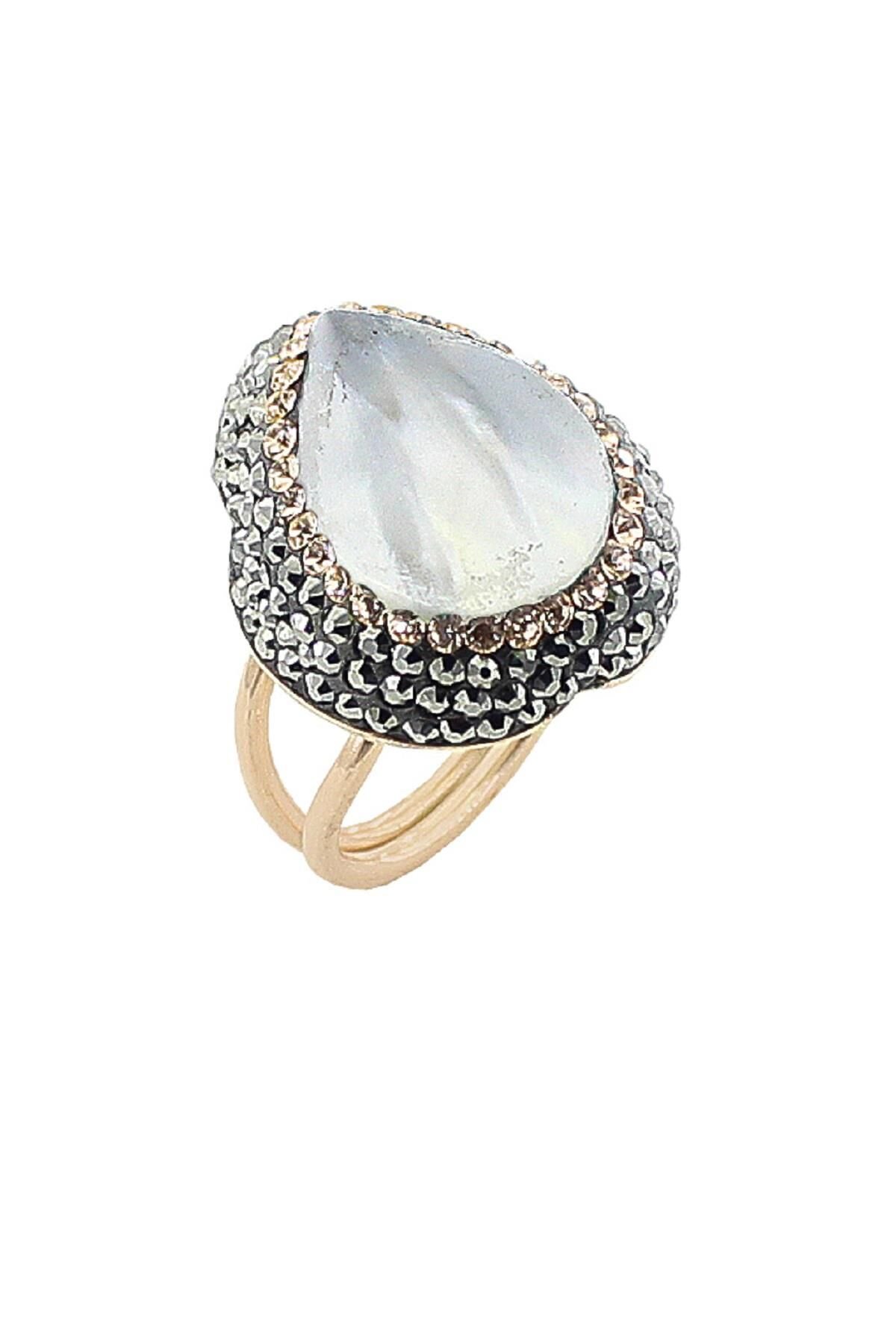sedef ve swarovski taşlı yüzük SGTL2755