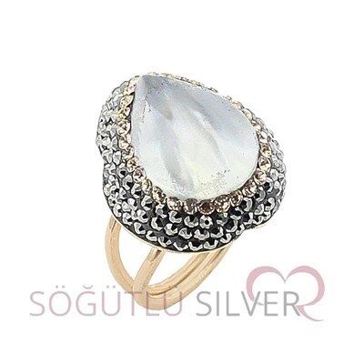 sedef ve swarovski taşlı yüzük SGTL2755
