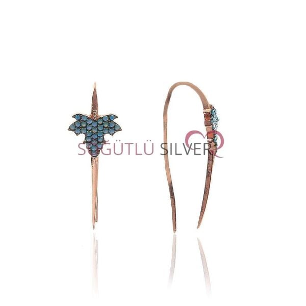 Turkuaz taşlı Çınar Yapragı Küpe SGTL5772