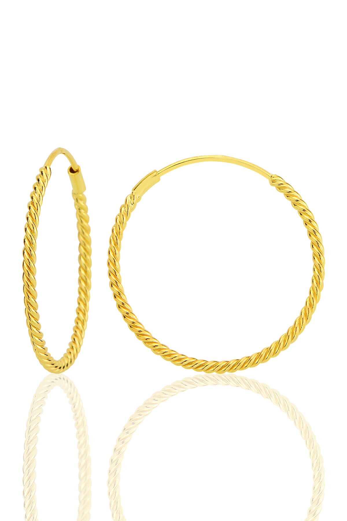 Gümüş altın yaldızlı 26 mm sık burgu halka küpe SGTL12754GOLD