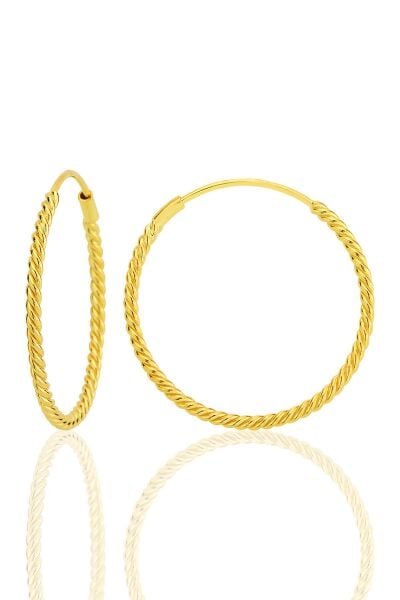 Gümüş altın yaldızlı 26 mm sık burgu halka küpe SGTL12754GOLD