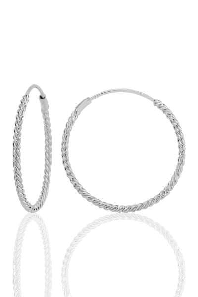 Gümüş 26 mm sık burgu halka küpe SGTL12754RODAJ