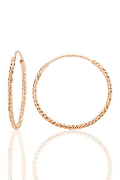 Gümüş rose 26 mm sık burgu halka küpe SGTL12754ROSE