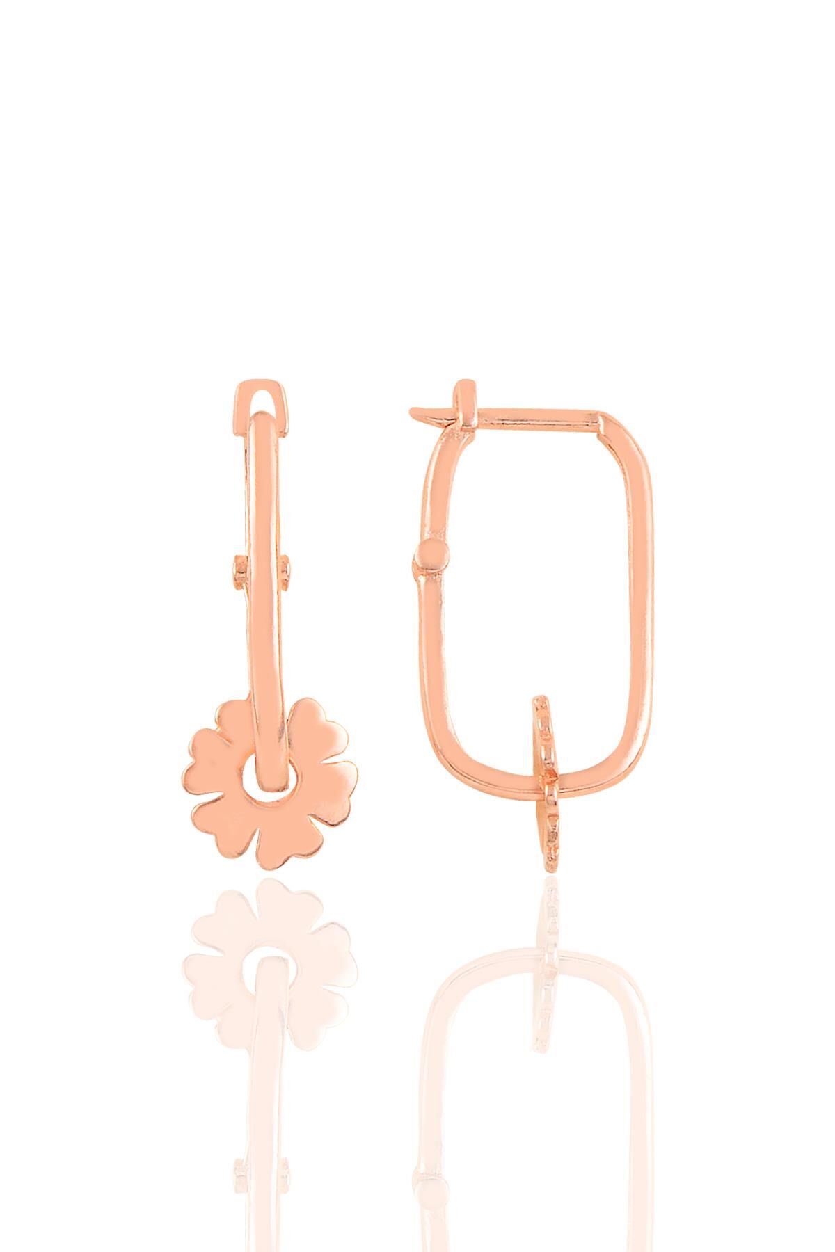 Gümüş rose yonca göçmen küpe SGTL10420ROSE