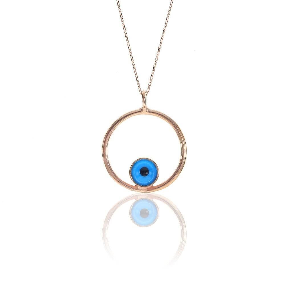 Halka İçinde Nazar boncuk Kolye SGTL6742