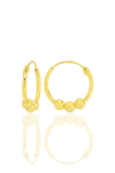 Gümüş altın yaldızlı 14 mm italyan toplu halka küpe  SGTL12755GOLD