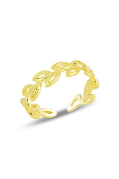 Gümüş altın yaldızlı  ayarlamalı sarmaşık yüzük SGTL11814GOLD