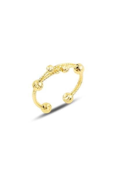 Gümüş altın yaldızlı ayarlamalı dorica yüzük SGTL9878GOLD