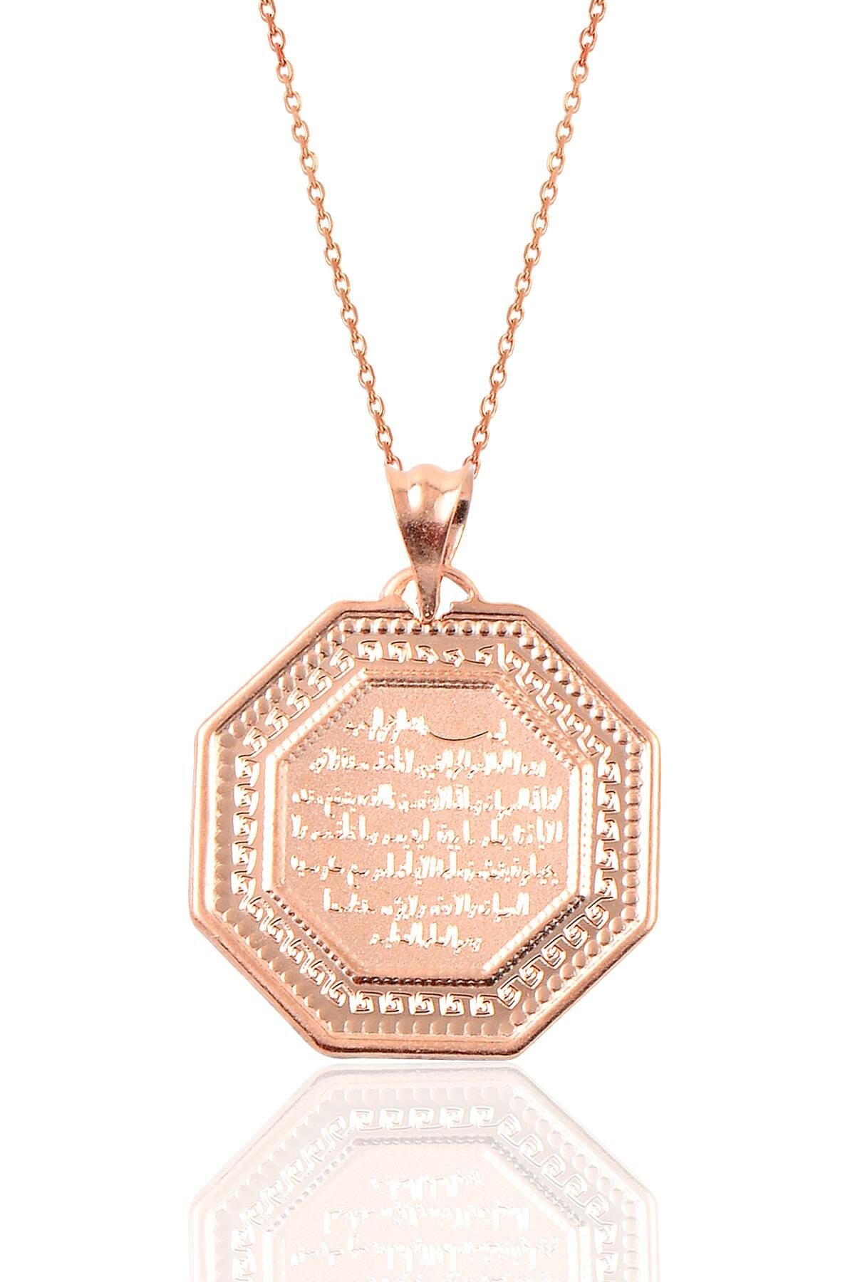 Gümüş Ayetel kürsü yazılı plaka kolye SGTL9066