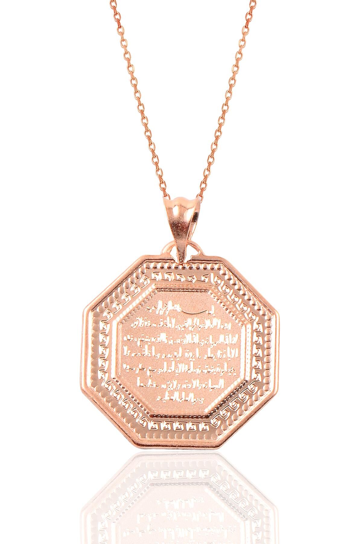 Gümüş Ayetel kürsü yazılı plaka kolye SGTL9066