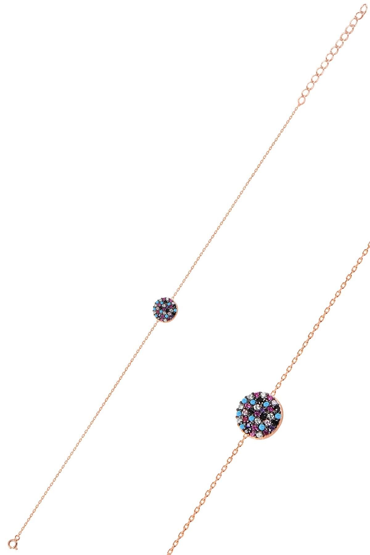 Gümüş rose renkli yuvarlak bileklik SGTL10280MİXYVL