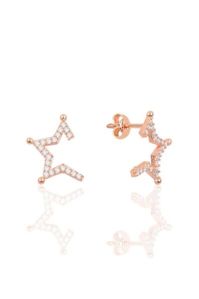 Gümüş yarım yıldız küpe SGTL10776ROSE