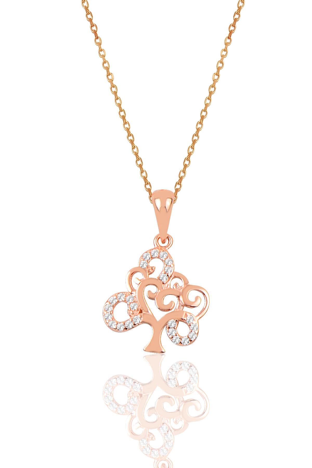 Gümüş ağaç modeli kolye SGTL9716ROSE