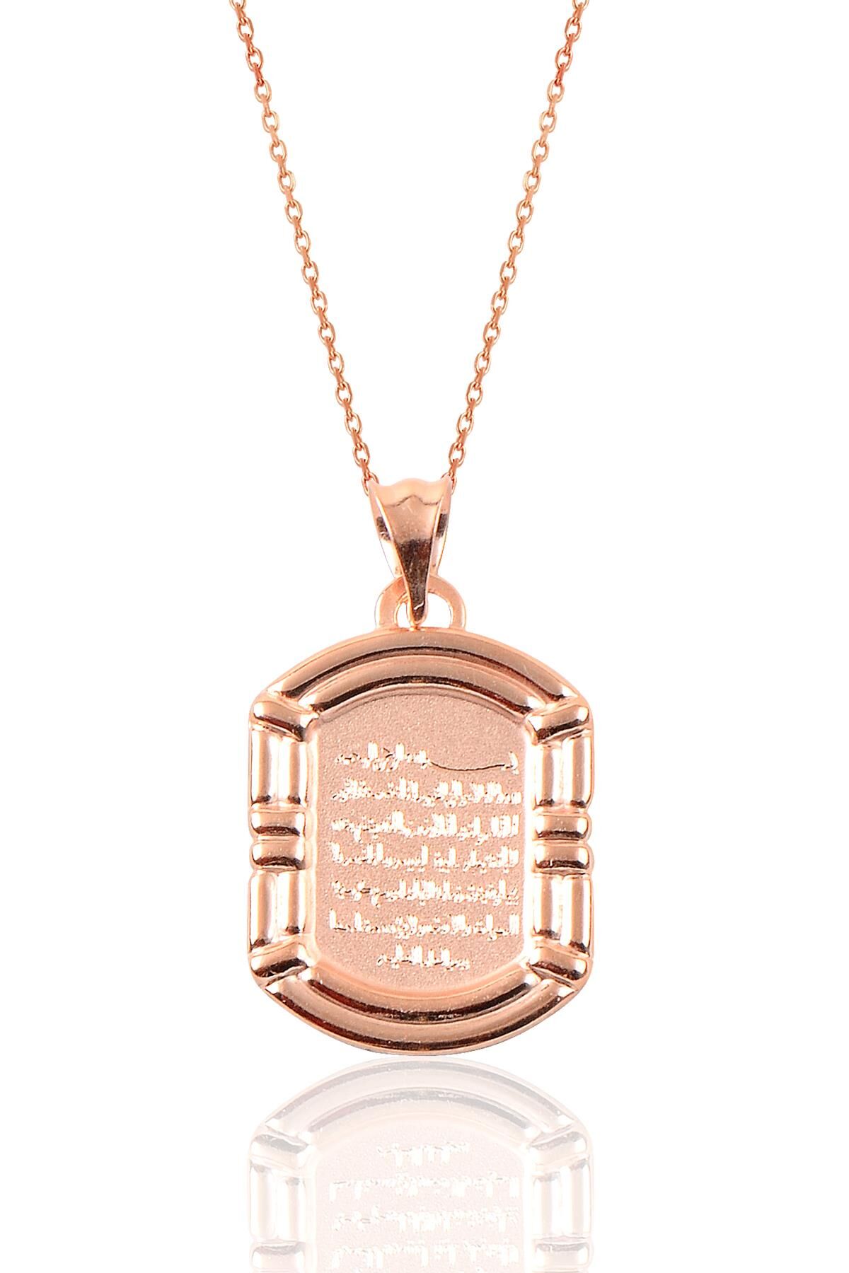 Gümüş Ayetel kürsü yazılı plaka kolye SGTL9067