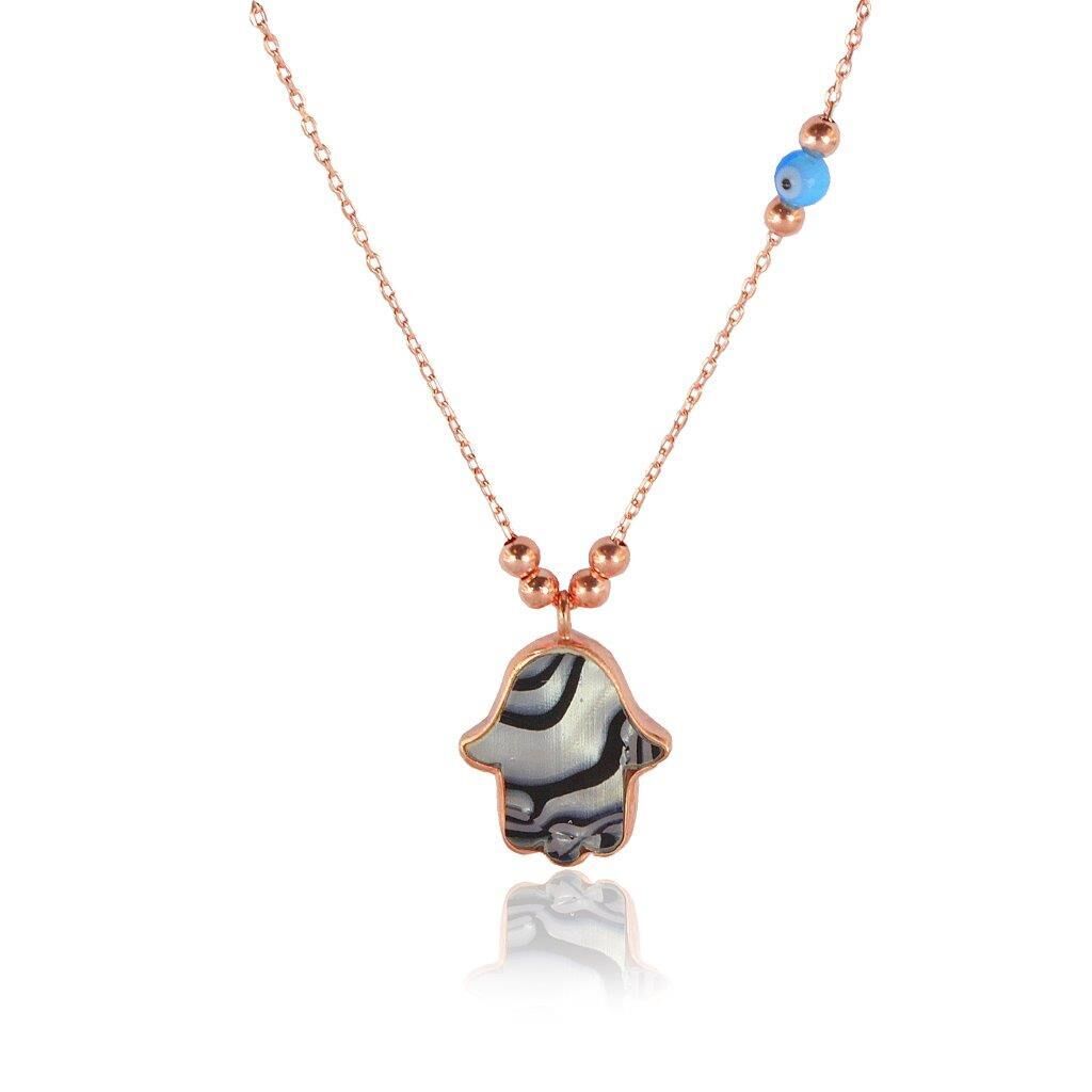 sedefli ve nazarlı fatma ana eli kolye SGTL5071