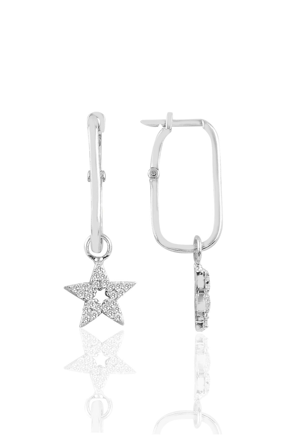 Gümüş rodyumlu lotus göçmen küpe SGTL10423RODAJ