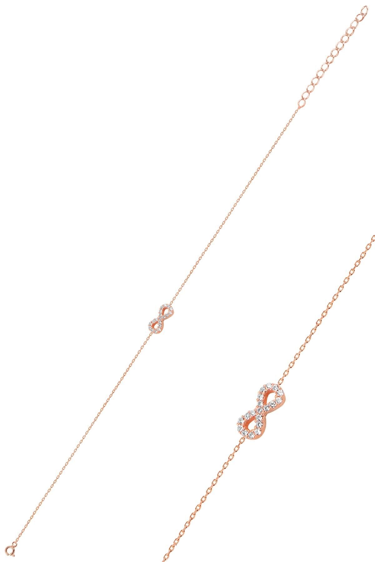 Gümüş rose zirkon taşlı sonsuzluk bileklik SGTL10280SNZ